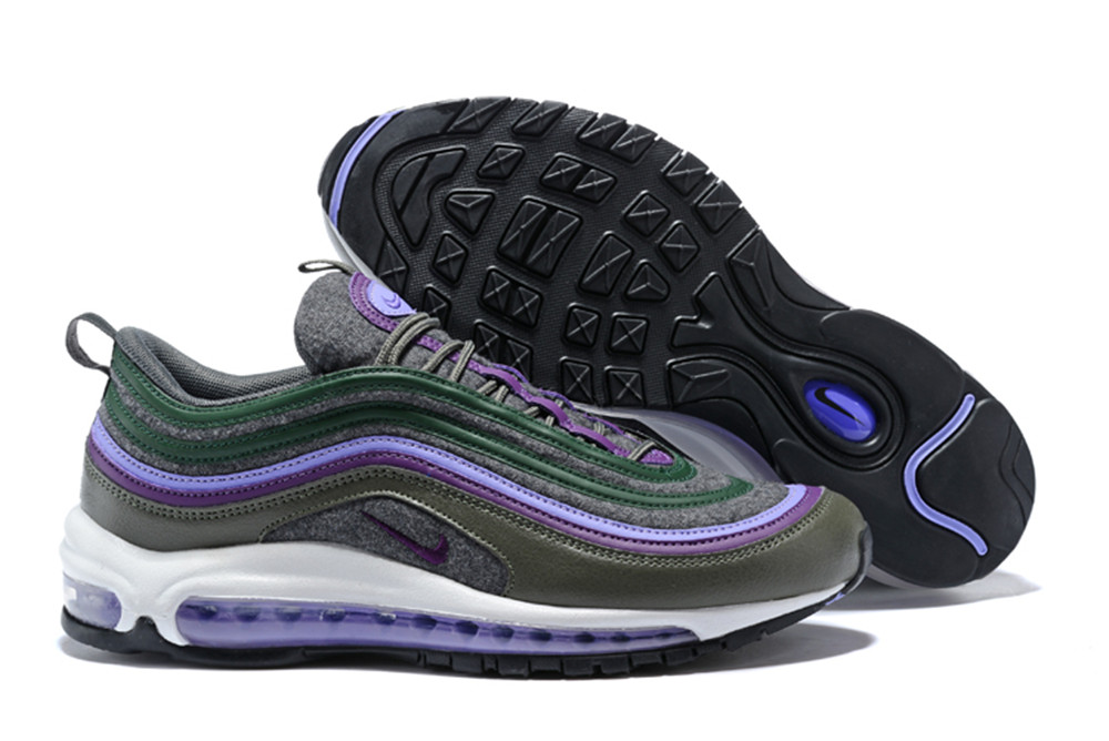 Nike Air Max 97 Premium Deep Pewter Wool Grey Purple Shoes - Click Image to Close